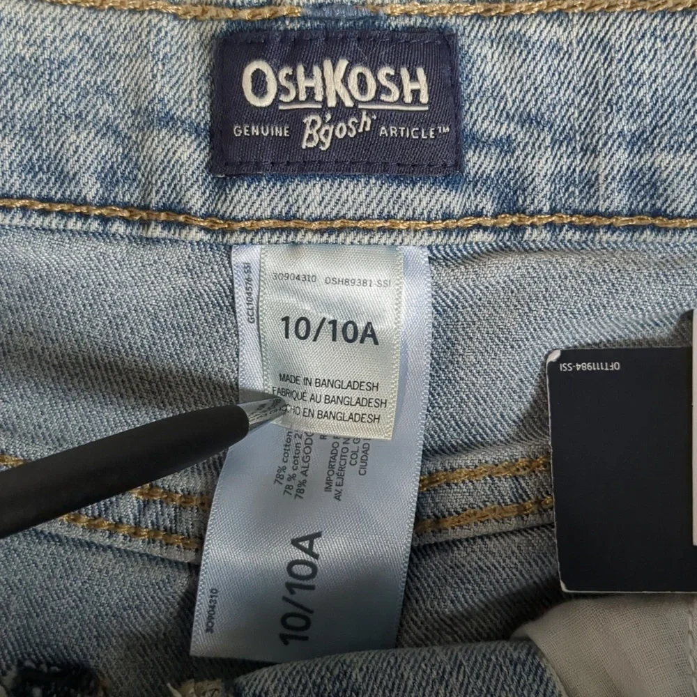OshKosh B'gosh Adjustable Waist Raw Hem Jean Shorts Sz 10